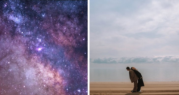 Stjärnhimmel & ett par på en strand. 